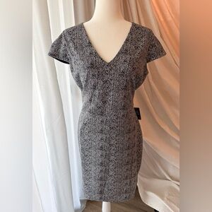 Express Black and White Patterned Work Dress